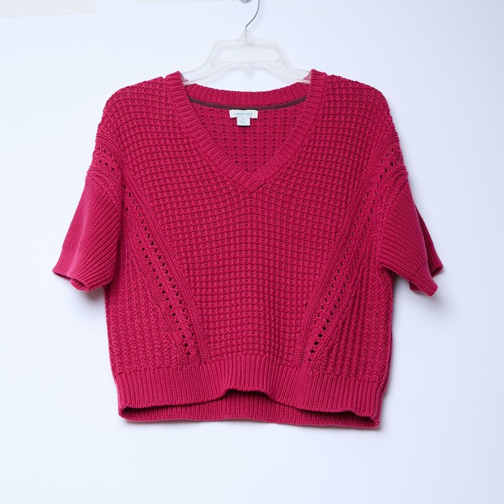 Sundance My Everyday Sweater Short Sleeve Sangria Pink Petite Small cottage